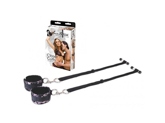 LUX FETISH Closet Cuffs black - pouta pro upnutí ke dveřím