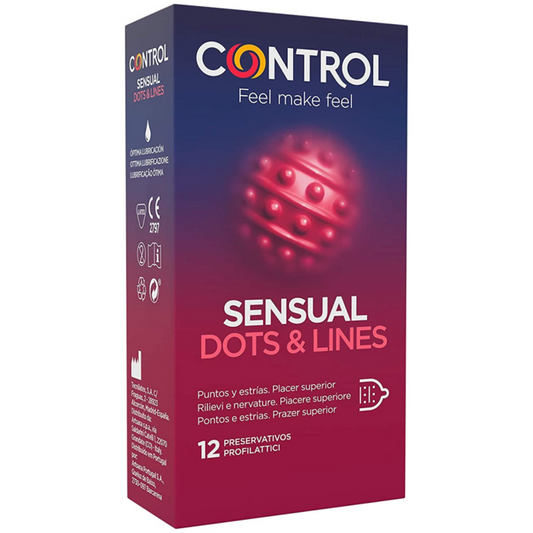 Kondomy Control Sensual Dots & Lines stimulační 12 ks