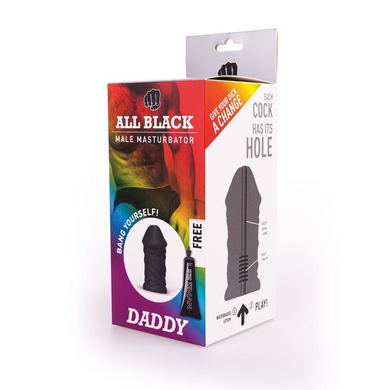 ALL BLACK masturbátor DADDY - realistický, 17 cm