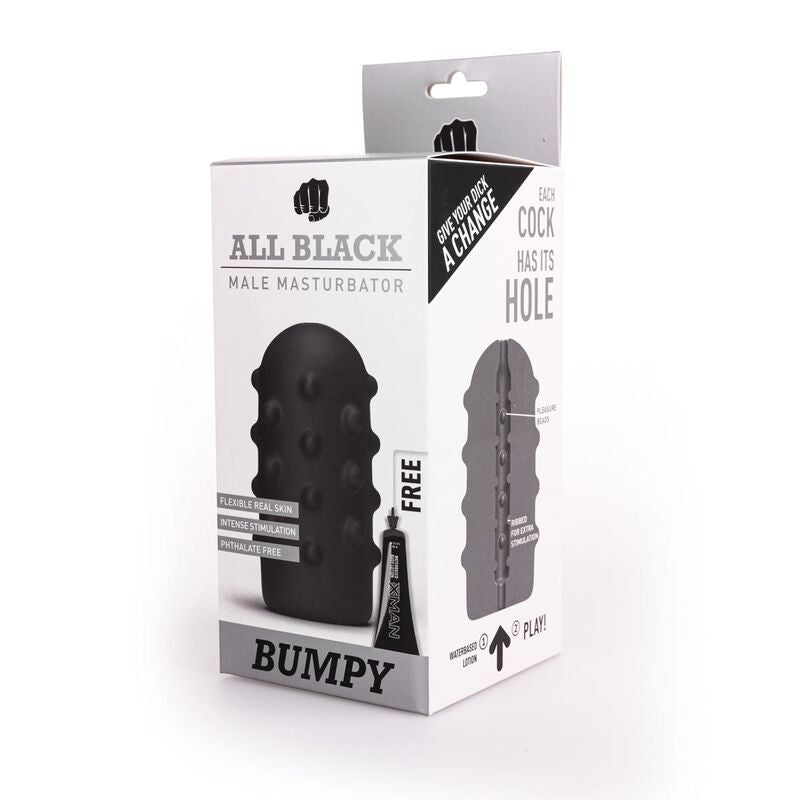 ALL BLACK masturbátor BUMPY s texturou 17 cm