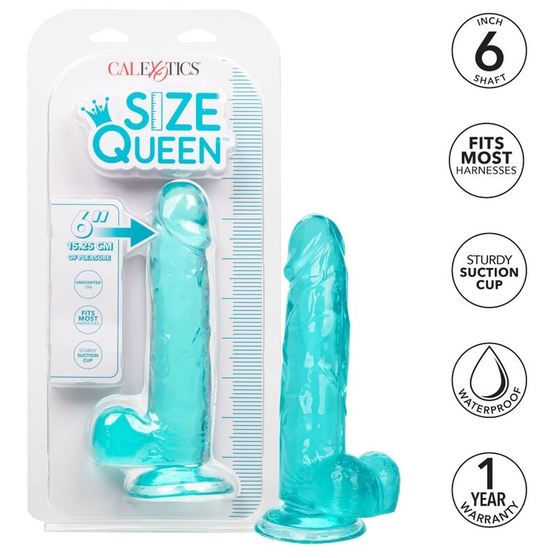 Dildo CALEXOTICS Size Queen modré 15,3 cm