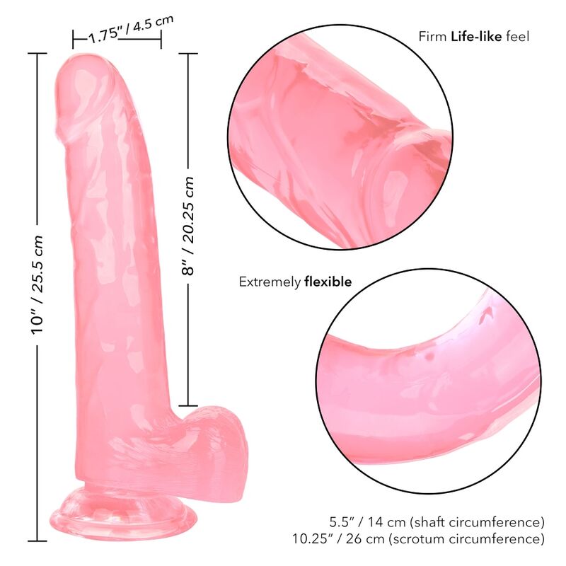 Realistické dildo CalExotics Size Queen 20,3 cm růžové