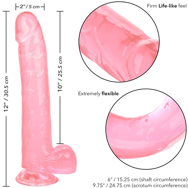 Realistické dildo CalExotics Size Queen 25,5 cm růžové