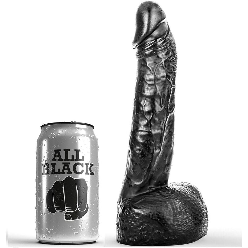 Realistické dildo ALL BLACK 20 cm pro fisting