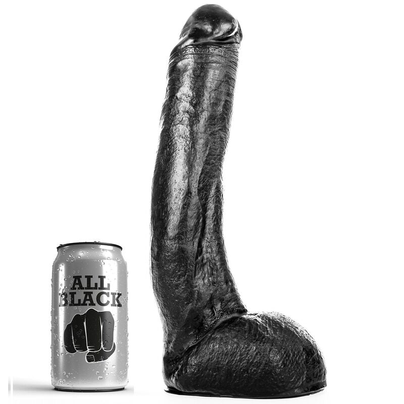 ALL BLACK dildo s varlaty 29 cm zakřivené PVC