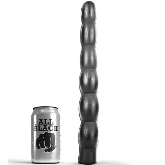 Anální dildo ALL BLACK 32 cm s vroubkovaným povrchem