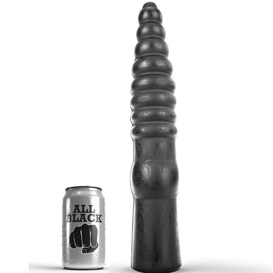 Anální dildo ALL BLACK 33 cm dlouhé, vroubkované