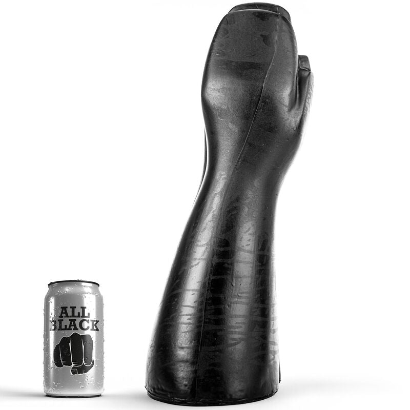 ALL BLACK Fisting dildo 39 cm realistické černé PVC