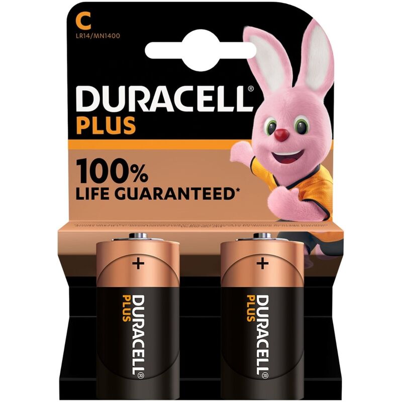 Alkalické baterie Duracell Plus Power C LR14, 2 ks