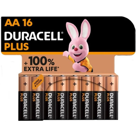 Alkalické baterie AA Duracell Plus Power, 16 ks