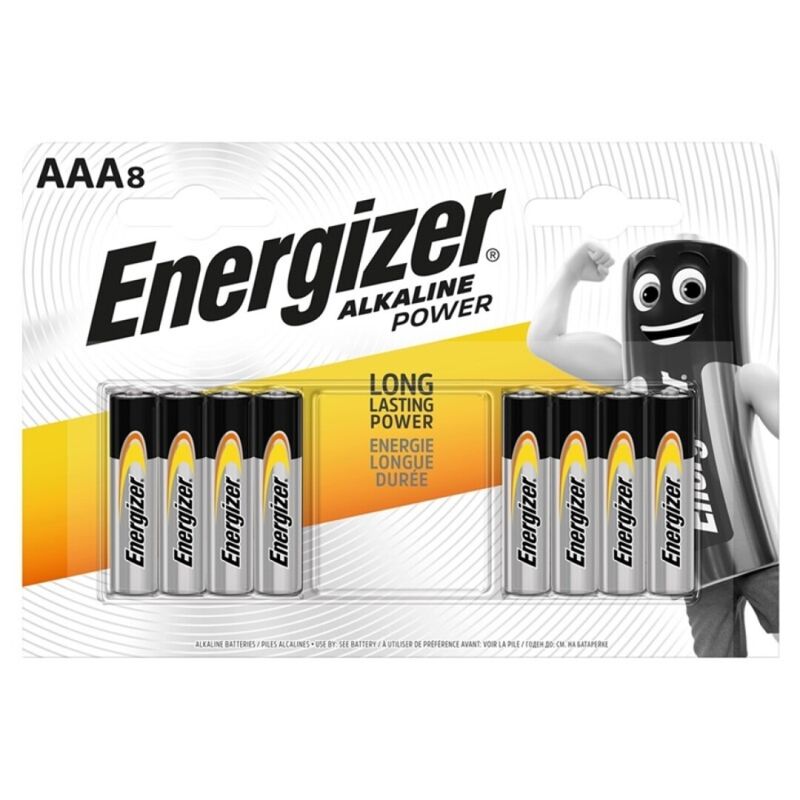 Alkalické baterie AAA Energizer Power LR03, 8 ks