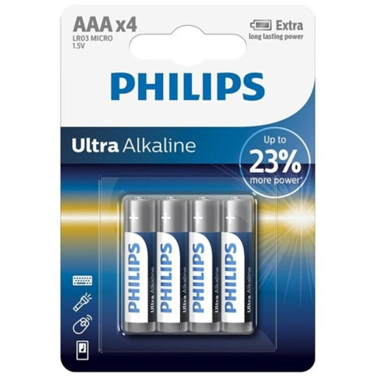 Alkalické baterie AAA Philips Ultra LR03, 4 ks