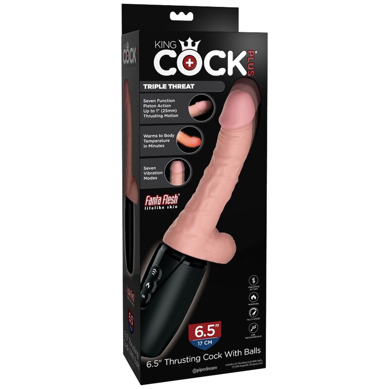 King Cock Plus Triple Threat - realistický vibrátor