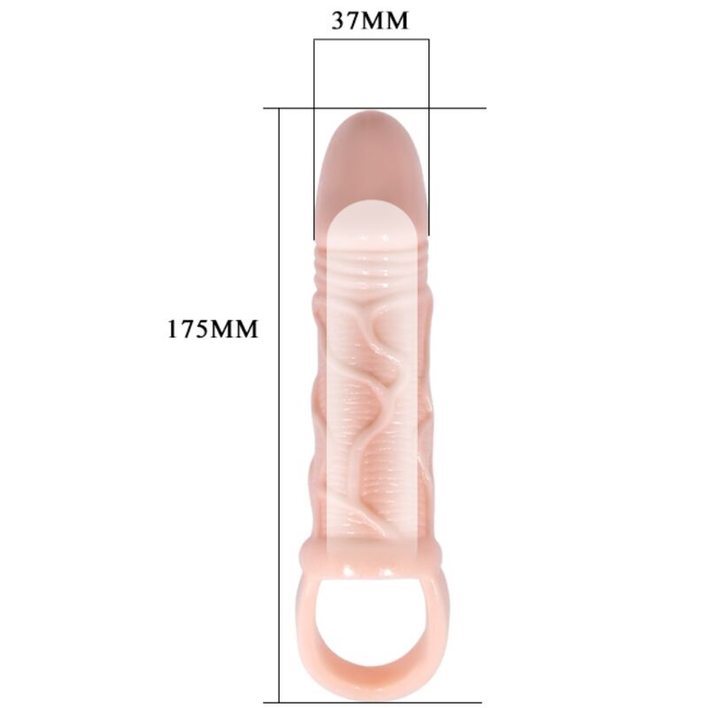 Nástavec na penis BAILE s páskem, 13,5 cm