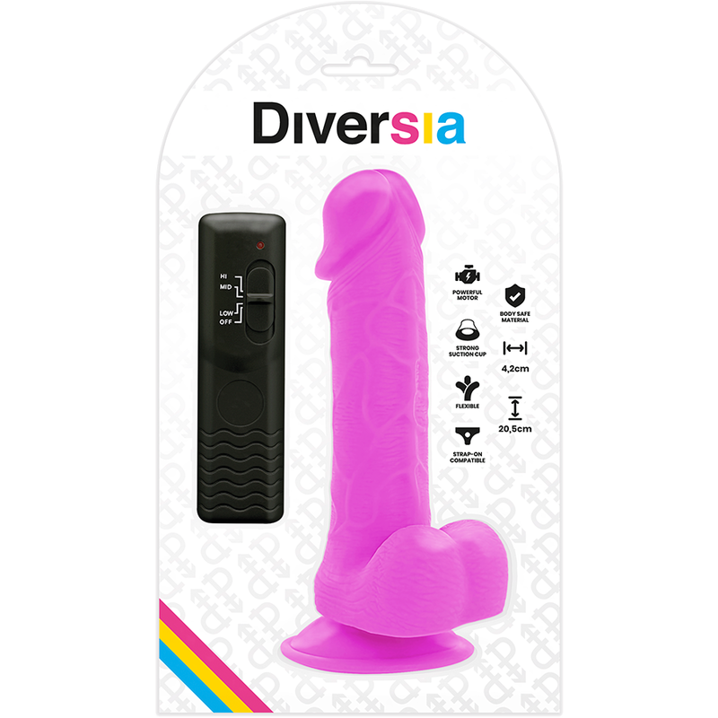 Flexibilní vibrační dildo Diversia 20,5 cm fialové