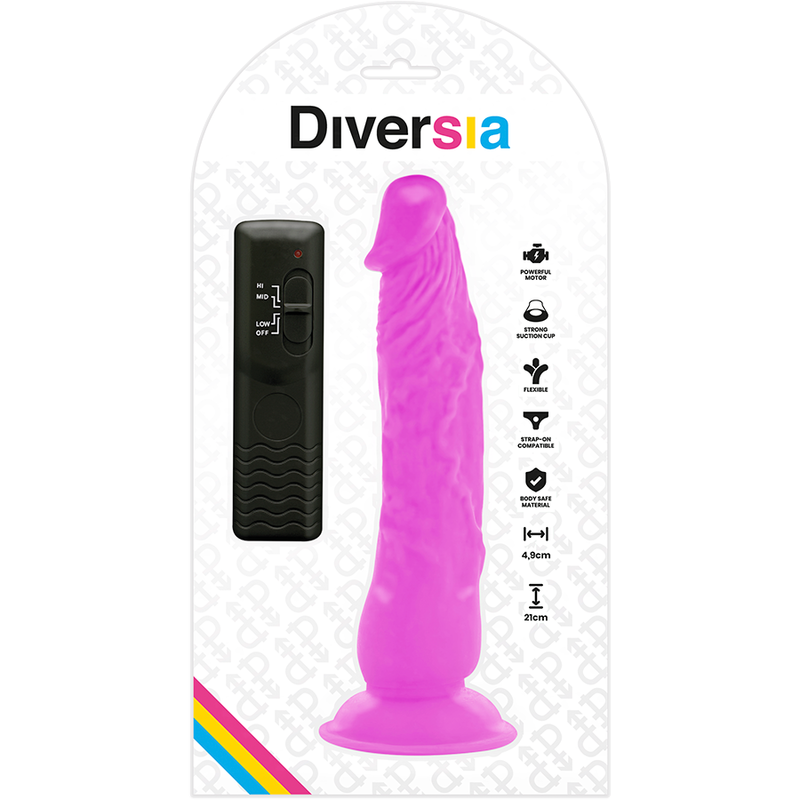 Flexibilní vibrační dildo Diversia fialové 21 cm