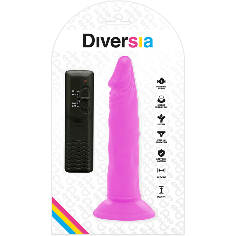 Vibrační dildo Diversia flexibilní fialové 23 cm