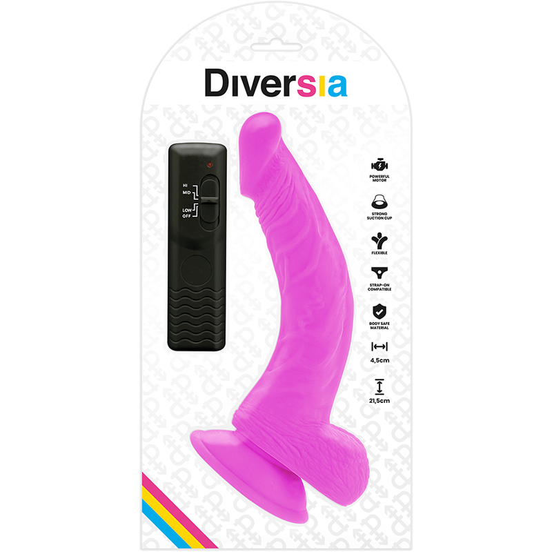 Vibrační dildo Diversia fialové flexibilní 21,5 cm