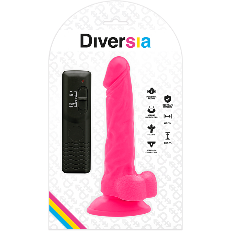 Vibrační dildo Diversia flexibilní růžové 18 cm