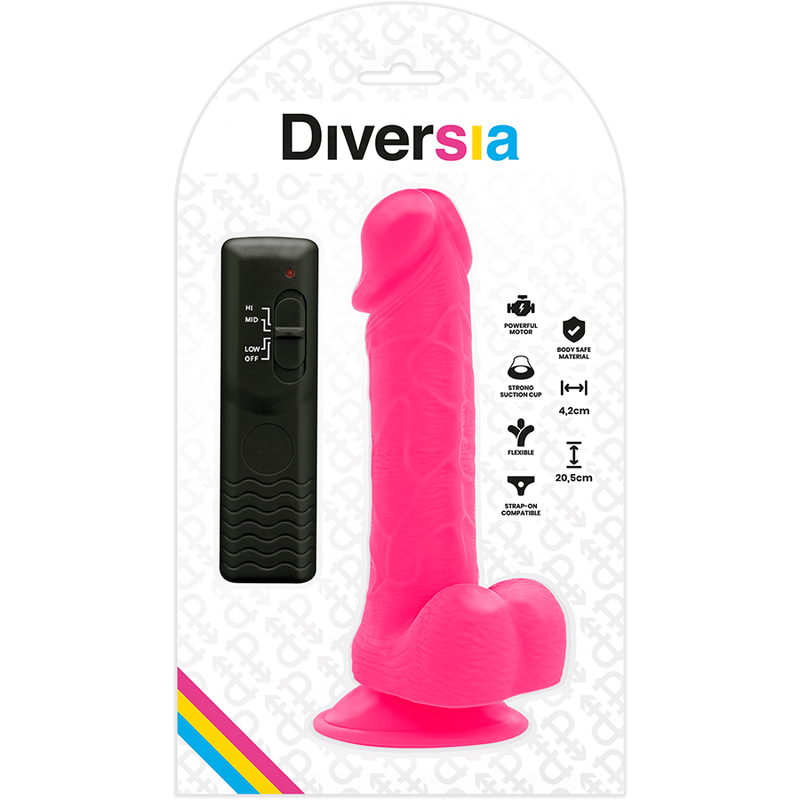 Flexibilní vibrační dildo Diversia růžové 20,5 cm