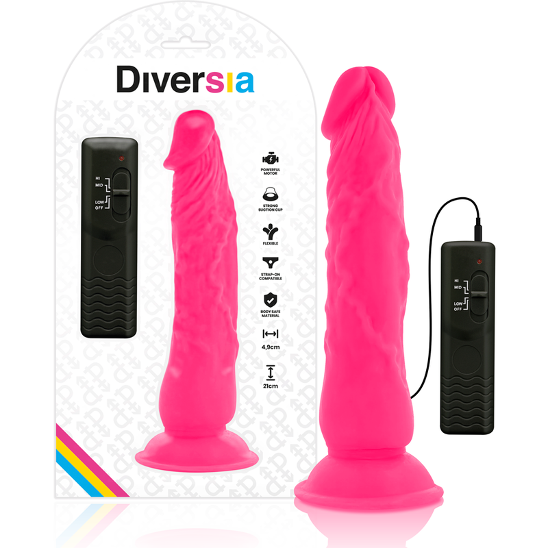 Flexibilní vibrační dildo Diversia růžové 21 cm