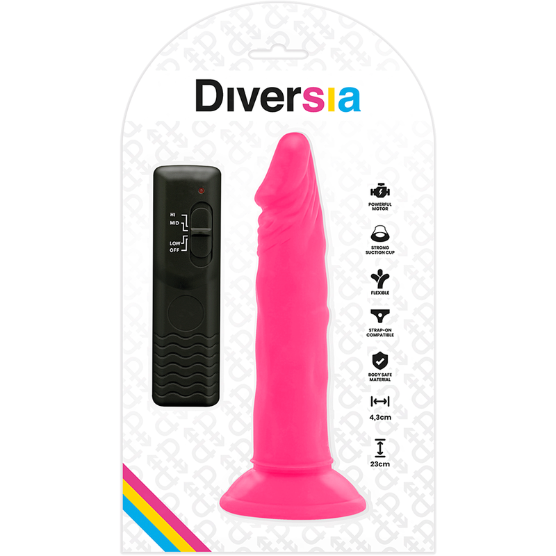 Diversia flexibilní vibrační dildo růžové 23 cm