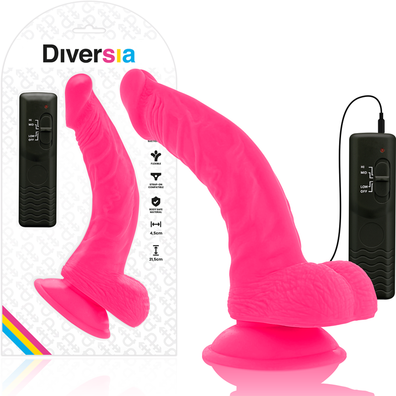 Flexibilní vibrační dildo Diversia růžové 21,5 cm