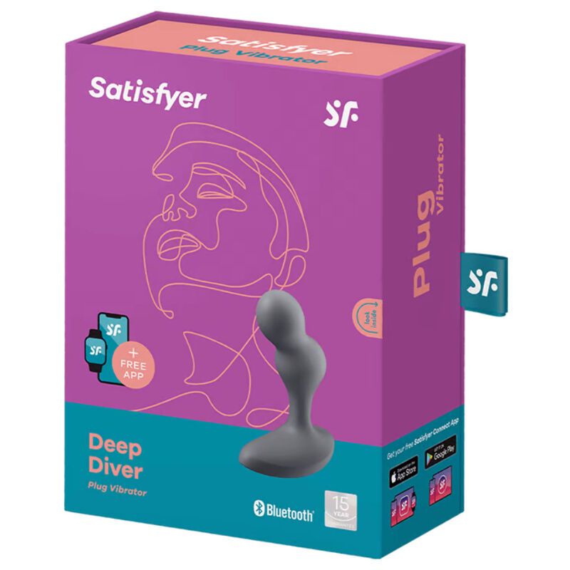 Satisfyer Deep Diver anální vibrátor s aplikací šedý