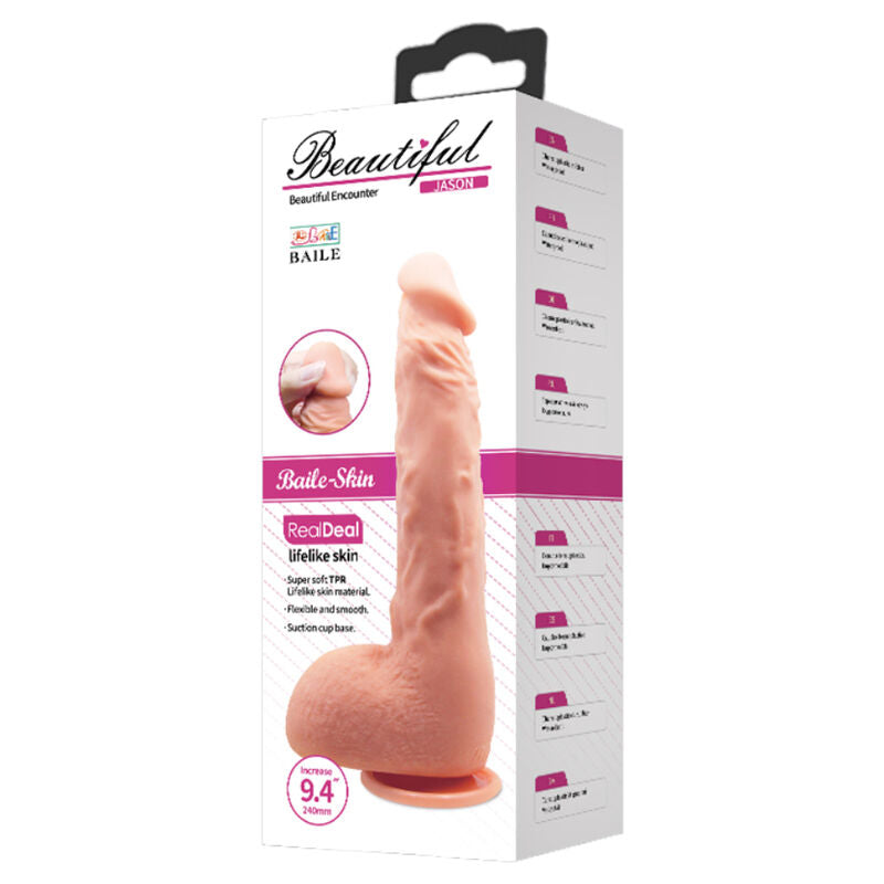 Realistické dildo BAILE JASON 24 cm s přísavkou