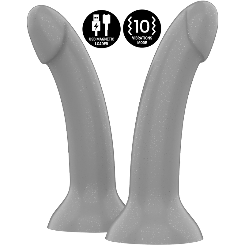 Vibrační dildo MYTHOLOGY RUNE MAJESTIC stříbrné 15,5 cm