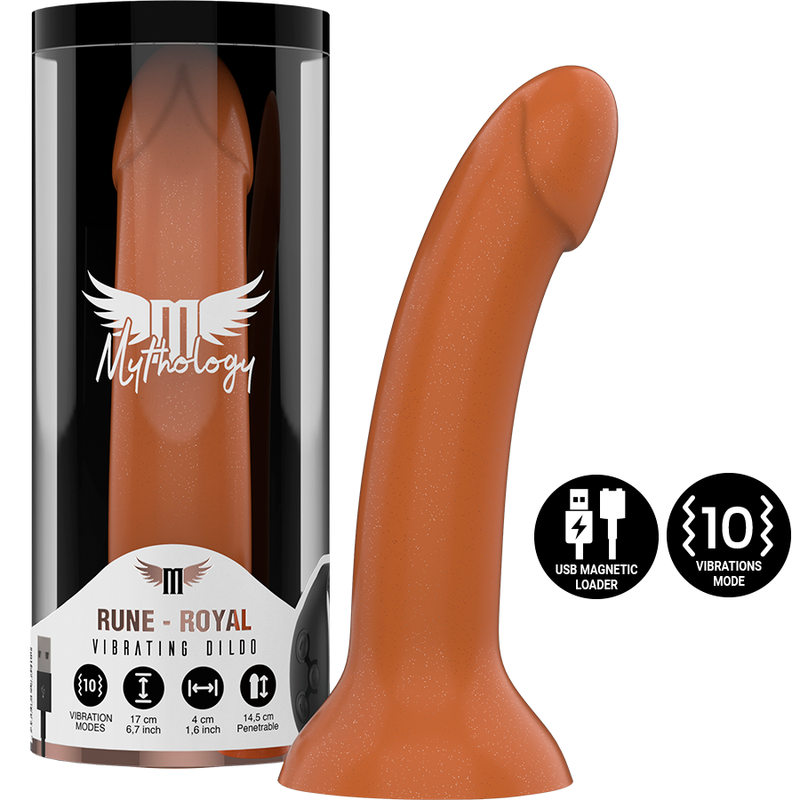 Dildo MYTHOLOGY RUNE ROYAL M vibrační zlaté 17 cm