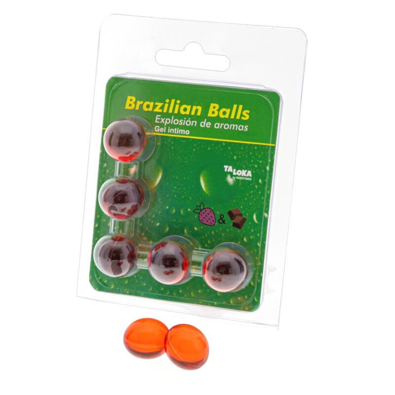 5 Brazilian Balls intimní gel jahoda a čokoláda