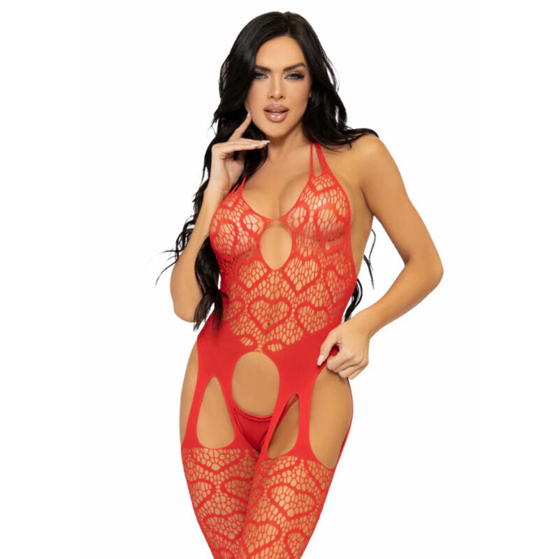 Síťované bodystocking Leg Avenue s ramínky černé