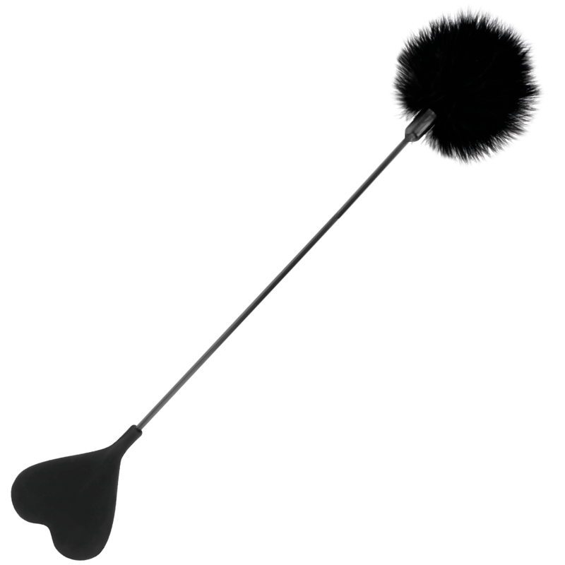 Riding crop s peříčkem Darkness Black Love 40 cm