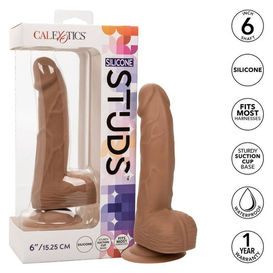 Silikonový dildo CalExotics Studs 15,24 cm hnědé