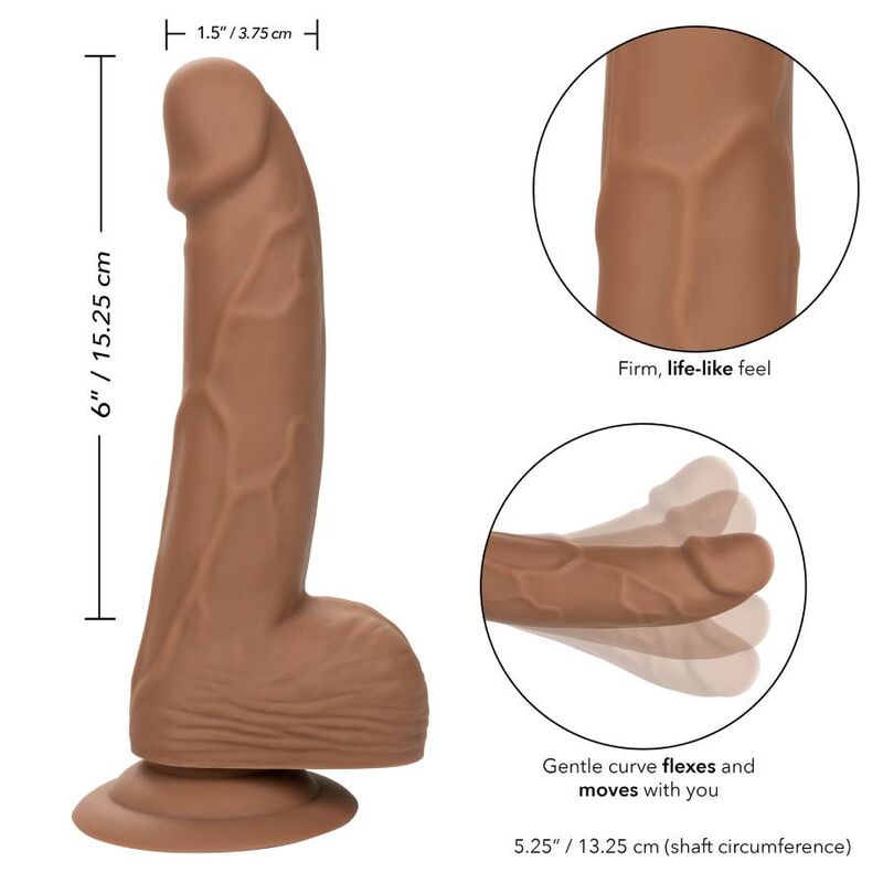 Silikonový dildo CalExotics Studs 15,24 cm hnědé