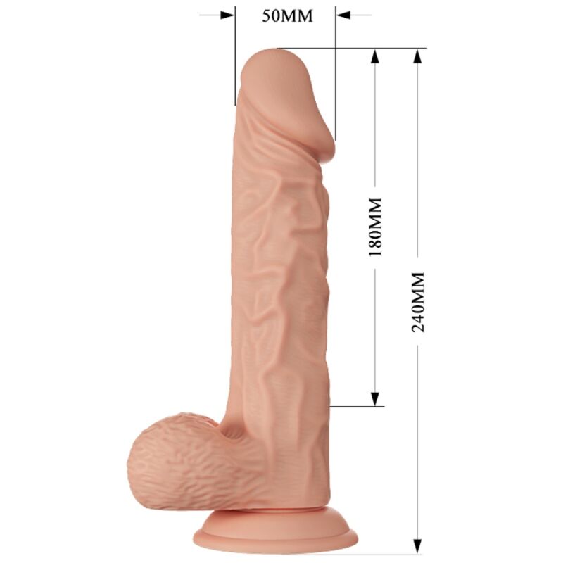 Realistické vibrační dildo BAILE 24 cm s přísavkou