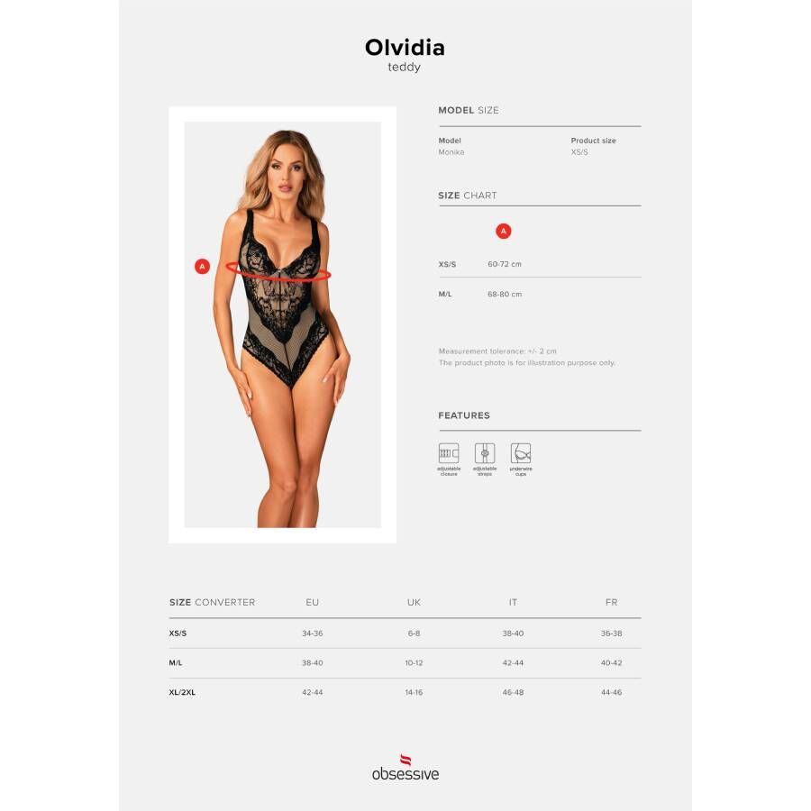 OBSESSIVE Olvidia Teddy - svůdné krajkové body XS/S