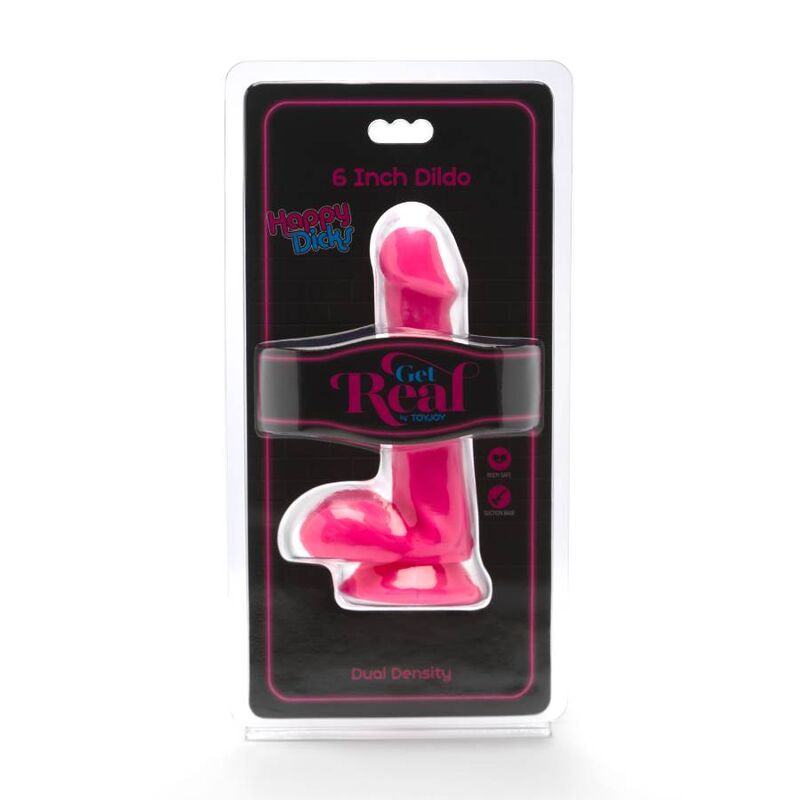 Realistický dildo Happy Dicks 12 cm s varlaty růžový