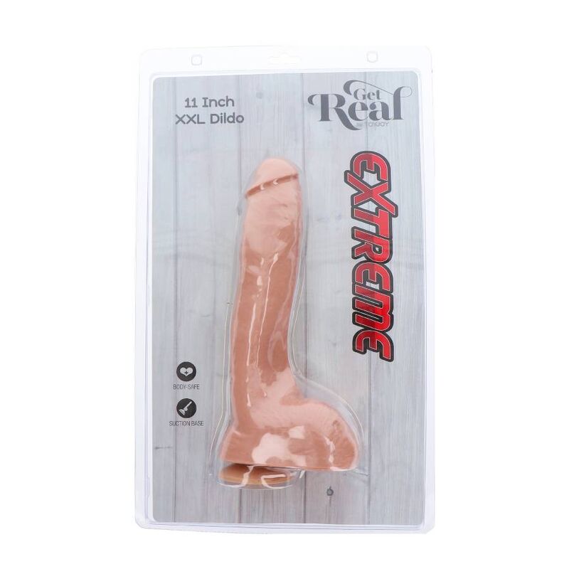 Realistické dildo Get Real XXL 28 cm se světlou barvou