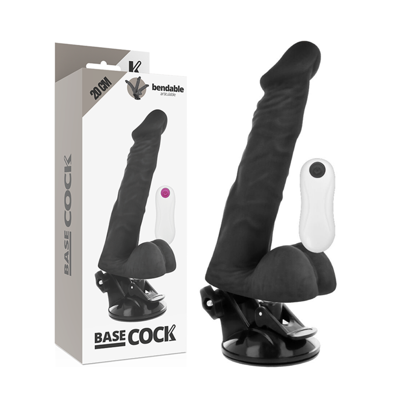 BASECOCK realistické vibrační dildo 20 cm, dálkové ovládání