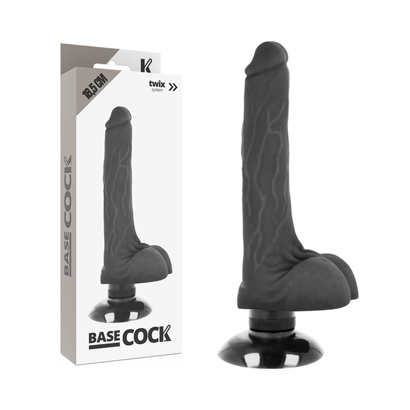 Realistický vibrátor BASECOCK 18,5 cm, TPE, 2v1