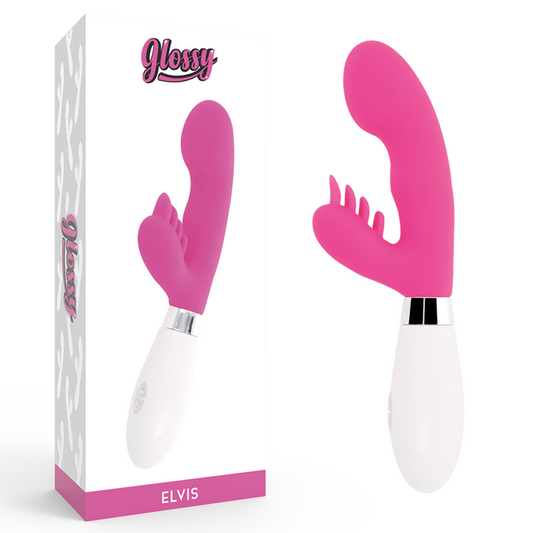 Glossy vibrační králíček Elvis Pink 10 funkcí, 12 cm