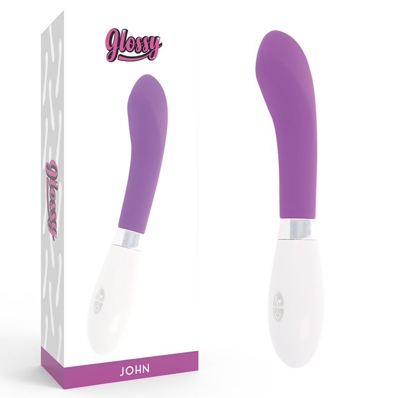 Vibrátor John GLOSSY zakřivený fialový 12 cm