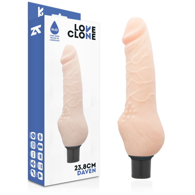 Realistický vibrátor LOVECLONE DAVEN 23,8 cm samomazný