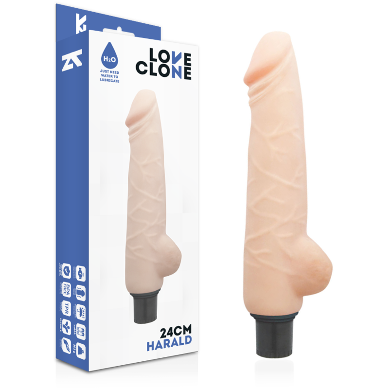 Vibrátor LoveClone Harald s vlastním mazáním 24 cm