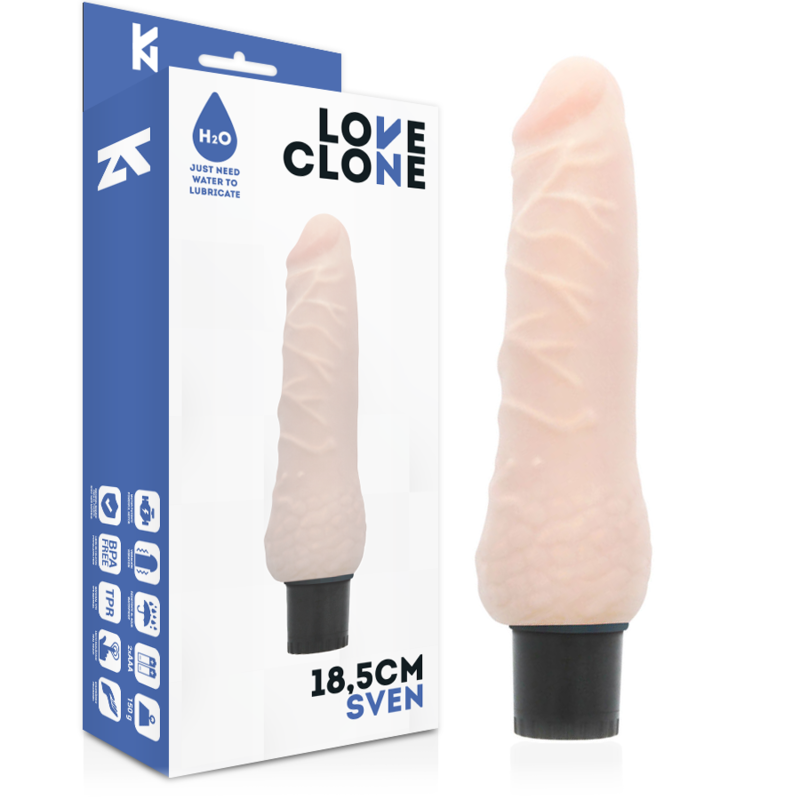 Vibrátor LOVECLONE SVEN se samolubrikací 18,5 cm