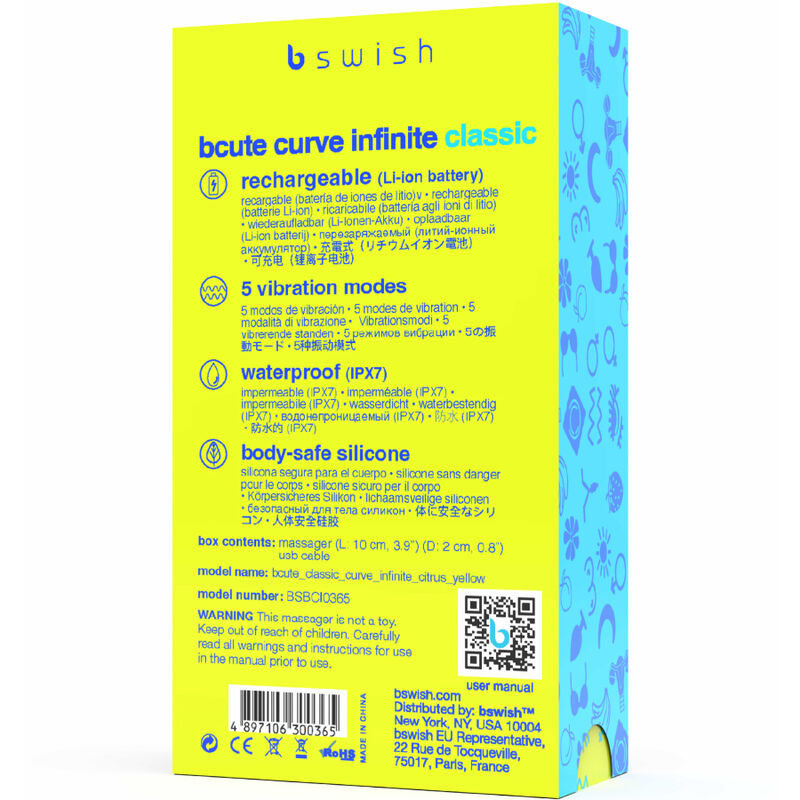 Vibrátor B SWISH Bcute Curve Infinite Classic žlutý