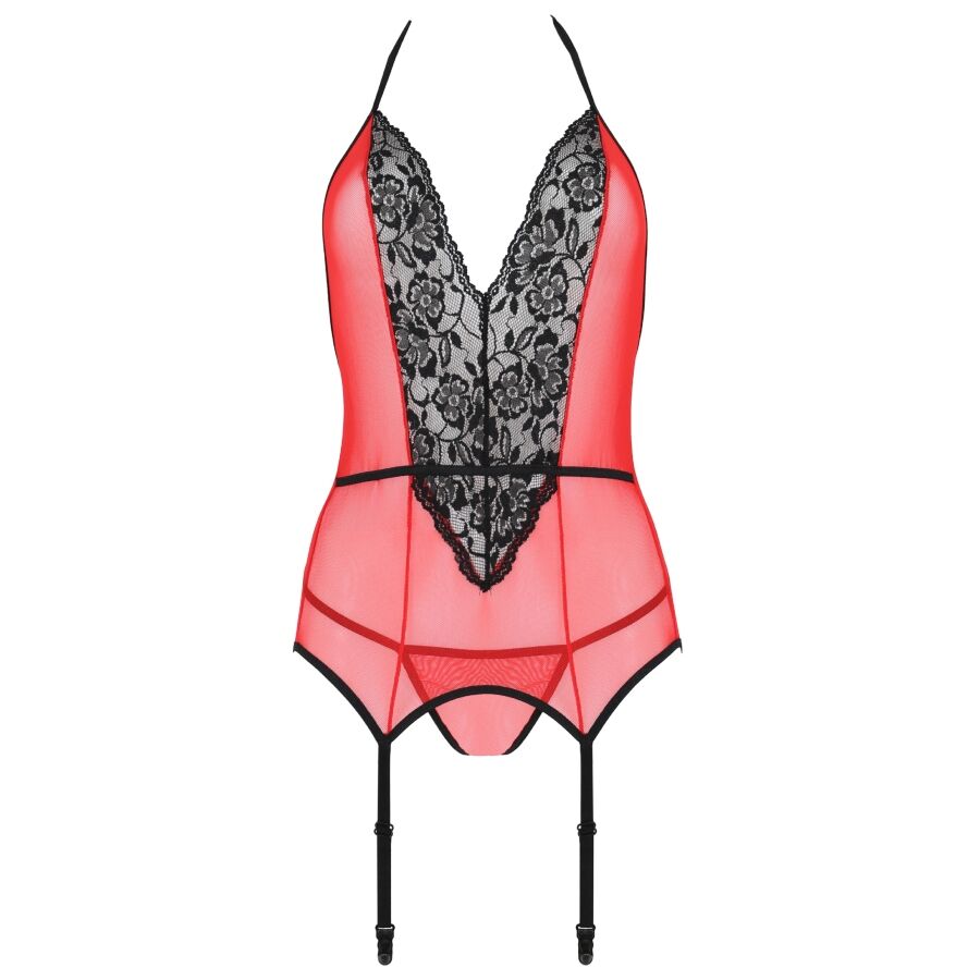 Korzetové body Passion Peonia červené S/M