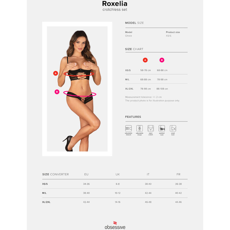 OBSESSIVE Roxelia set dvoudílný bez košíčků XS/S